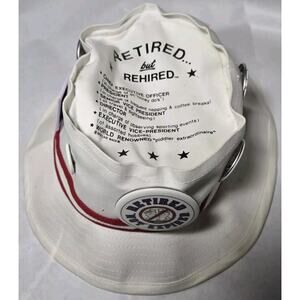 Headmaster Floppy Bucket Hat Retirement Gag Joke novelty White Hat w/pins Size M